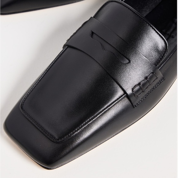 NIB Aeyde Tom Square Toe Calf Leather Black Penny Loafer - Picture 3 of 14